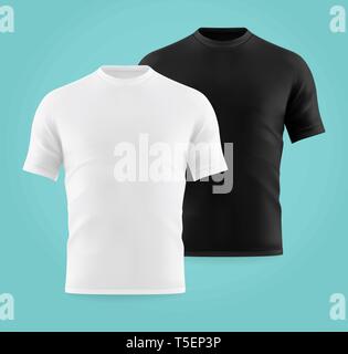 Realistisch oder 3d-weiße und schwarze T-Shirts für Mann Stock Vektor