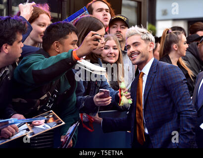 Zac Efron an der Extrem Böse, erschreckend Bösen und Gemeinen Europäischen Premiere auf das Curzon Mayfair, London statt. Stockfoto