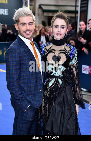 Zac Efron und Lily Collins an der Extrem Böse, erschreckend Bösen und Gemeinen Europäischen Premiere auf das Curzon Mayfair, London statt. Stockfoto