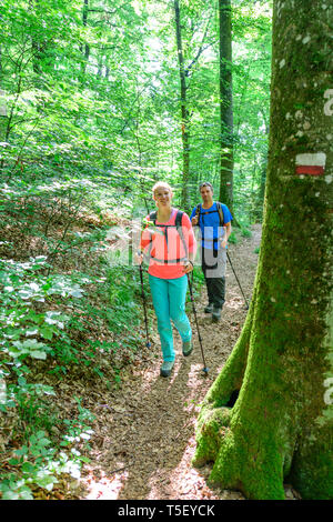 Abenteuer Wanderung in der Nähe von Dollnstein in Bayern Stockfoto