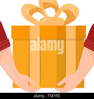 Hände, die Geschenkverpackung Vector Illustration im flachen Stil. Stock Vektor