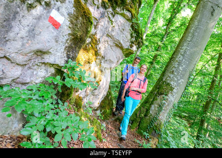 Abenteuer Wanderung in der Nähe von Dollnstein in Bayern Stockfoto