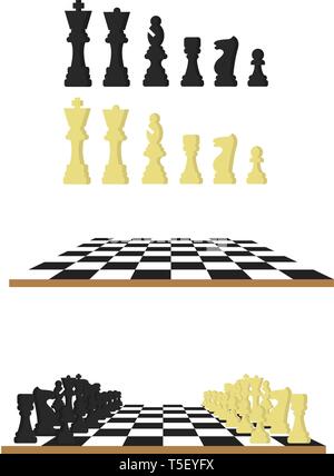 Schwarz und Weiß Schach Schachbrett Vector Illustration im flachen Stil. Stock Vektor