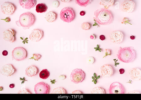 Blumen flach Zusammensetzung Stockfoto