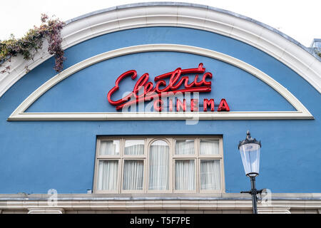 Elektrische Kino Zeichen in der Portobello Road. Notting Hill, West London. Großbritannien Stockfoto