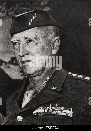 Porträt von George Smith Patton Jr. (1885 - 1945) Ein General der United States Army, der US-Siebten Armee im Mittelmeer Theater geboten Stockfoto