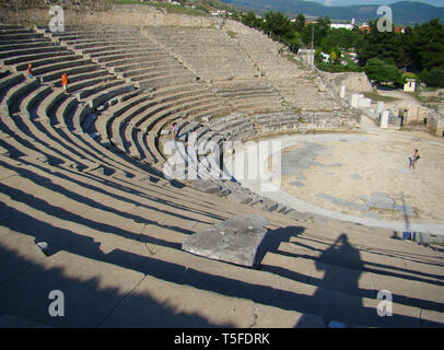 Filippoi (Philippi) Amphitheater Ruinen in der Nähe von Kavala, Nordgriechenland Stockfoto