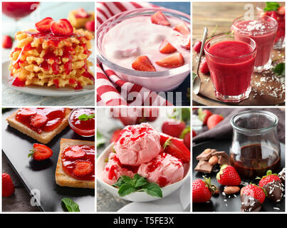 Sammlung von köstliche Erdbeere Desserts Stockfoto