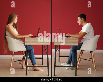 Junges Paar in online Datum Stockfoto