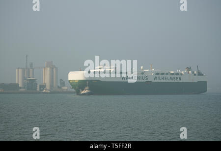 Wallenius Wilhelmsen Schiff in Southampton, Großbritannien. Stockfoto