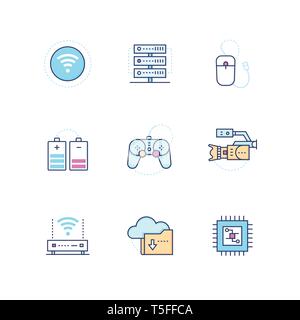 Moderne Technik - bunte Design style Icons einstellen Stock Vektor