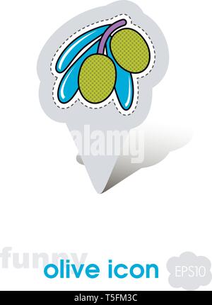 Olivenöl pin Symbol Karte. Olivenöl tropische Früchte unterzeichnen. Kartenzeiger. Karte Markierungen. Vector Illustration für Essen Anwendungen und Webseiten Stock Vektor