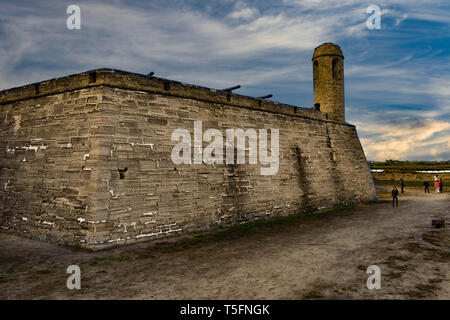 St. Augustine, Florida. Januar 26, 2019. Seitenansicht des Castillo de San Marcos an der alten Stadt in Florida's historische Küste (2) Stockfoto