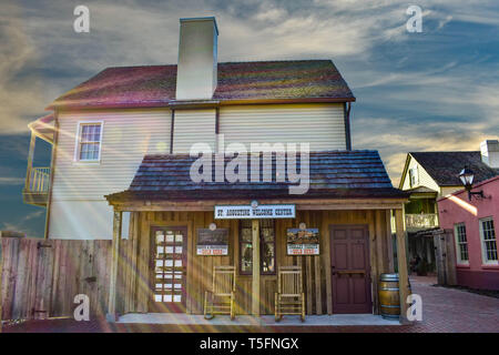 St. Augustine, Florida. Januar 26, 2019. St. Augustine am Alten Stadt in Florida's historische Küste willkommen. Stockfoto