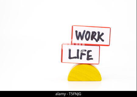 Work life Balance Konzept mit zwei Blöcke, Arbeit und Leben Stockfoto