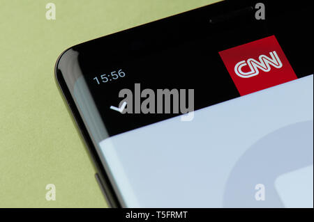 New York, USA - 22. April 2019: CNN news mobile App interface Bildschirm des Smartphones Stockfoto