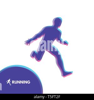 Silhouette einer laufender Mann. Design für den Sport. Emblem für Marathon und Joggen. Vector Illustration. Stock Vektor