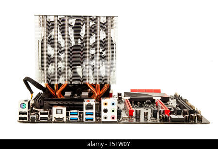 Computer PC Motherboard isoliert auf weißem Stockfoto