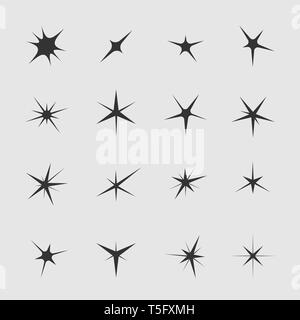 Glitzereffekt Icon Set. Star Symbole, Vector Illustration Stock Vektor