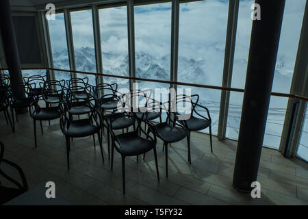 LA MONGIE, Frankreich - 19. März: Die Innenseite des Pic du Midi Observatorium mit Schnee alle draussen, Royal, La Mongie, Frankreich Am 19. März 2018 Ich Stockfoto