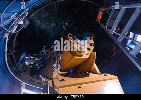 LA MONGIE, Frankreich - MÄRZ 19: das Teleskop von Pic du Midi Sternwarte, Royal, La Mongie, Frankreich Am 19. März 2018 in La Mongie, Frankreich. Stockfoto