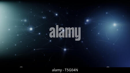 Computer, Netzwerk oder soziales Netzwerk Struktur mit glühenden Knoten Technologie Konzept Hintergrund Stockfoto