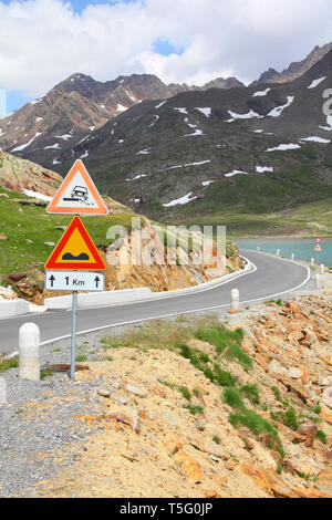 Italien. Gavia Pass Road im Nationalpark Stilfser Joch. Ortler Alpen. Stockfoto