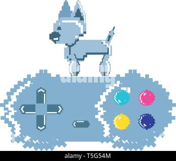 Video Spiele steuern Roboterhund pixelated Vector Illustration Design Stock Vektor