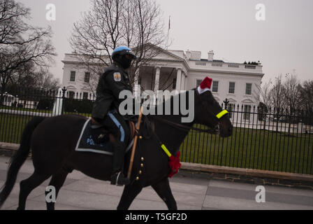 Washington, DC, USA. 18 Dez, 2009. Ein Polizeioffizier reitet ein Pferd in der Nähe des Weißen Hauses in Washington, DC, Dez. 18, 2009. Credit: Bill Putnam/ZUMA Draht/Alamy leben Nachrichten Stockfoto