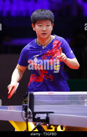 HUNGEXPO Budapest Fair Center, Budapest, Ungarn. 24 Apr, 2019. Sun Yingsha (CHN), 24. April 2019 - Tischtennis: 2019 Welt Tischtennis Meisterschaften Frauen singles 32 Runde an hungexpo Budapest Fair Center, Budapest, Ungarn. Credit: Sho Tamura/LBA SPORT/Alamy leben Nachrichten Stockfoto