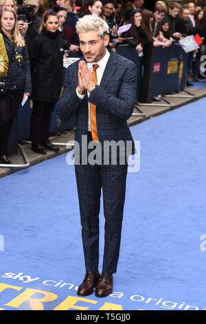 London, Großbritannien. 24 Apr, 2019. LONDON, GROSSBRITANNIEN. April 24, 2019: Zac Efron für die "äußerst Böse, erschreckend Bösen und Gemeinen 'Premiere im Curzon Mayfair, London anreisen. Bild: Steve Vas/Featureflash Credit: Paul Smith/Alamy leben Nachrichten Stockfoto