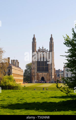 Kings College Kapelle aus dem Fluss Cam, Universitätsstadt Cambridge, Cambridgeshire, England Stockfoto