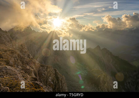 Italien, Venetien, Dolomiten, Alta Via Bepi Zac, Sonnenuntergang Stockfoto