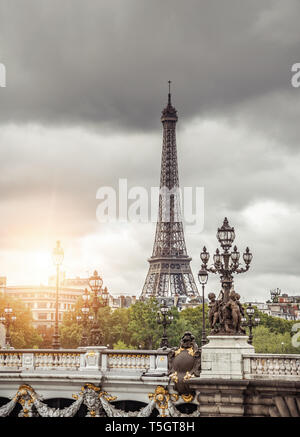 Paris, Frankreich an einem bewölkten Tag. Stockfoto