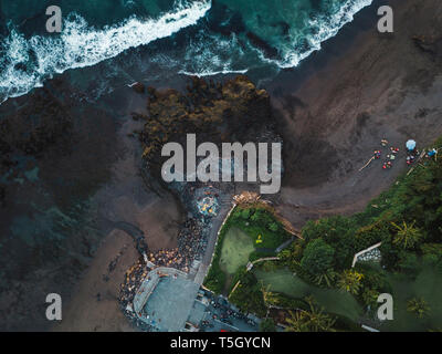 Indonesien, Bali, Luftaufnahme von Pererenan Strand, Gajah Mina Statue Stockfoto