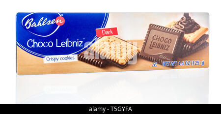 Winneconne, WI - 19. April 2019: ein Paket von Bahlsen choco Leibniz Cookies auf einer isolierten Hintergrund Stockfoto