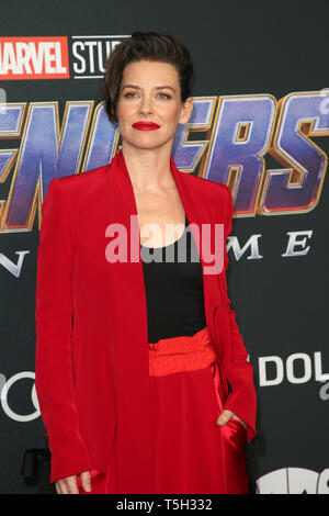 22. April 2019 – Los Angeles, CA, USA – 22. April 2019 – Los Angeles, Kalifornien – Evangeline Lilly. Marvel Studios''Avengers: Endgame'' Los Angeles Premiere im Los Angeles Convention Center. Foto: F. Sadou/AdMedia (Foto: © F. Sadou/AdMedia) Stockfoto