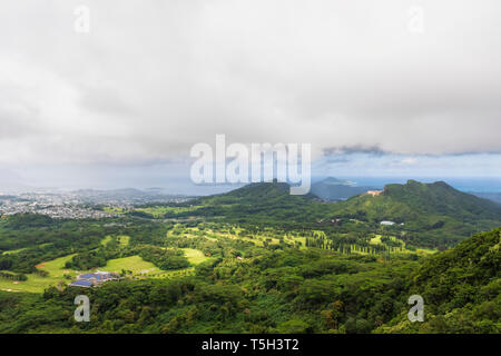 USA, Hawaii, Oahu, Kane'ohe, Ansicht von Nu'uanu Pali Aussichtspunkt Stockfoto