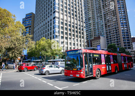 Verkehr Kreuzung in die Innenstadt von Sydney, Elizabeth und Park Street Junction, Sydney, Australien Stockfoto