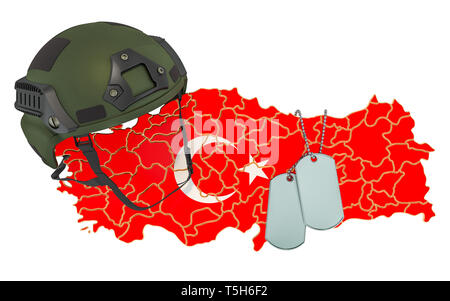 Das türkische Militär, Armee oder Krieg Konzept. 3D-Rendering auf weißem Hintergrund Stockfoto