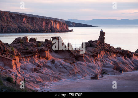 Espiritu Santo Insel bei Sonnenuntergang, Baja California Sur, Mexiko Stockfoto