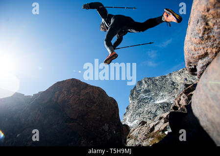 Sportler Trail Running In den Bergen von Colorado Stockfoto