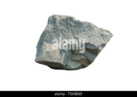 Granit, Fragment aus Granit auf dem Boden auf weißem Hintergrund hochauflösende Bilder Galerie isoliert. Stockfoto