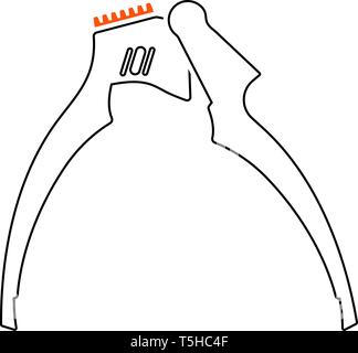 Knoblauchpresse Symbol. Dünne Linie mit orangefarbener Füllung Design. Vector Illustration. Stock Vektor