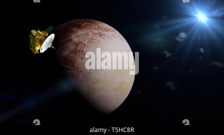 Neue Horizonte Raumschiff vor der Zwergplanet Pluto Stockfoto