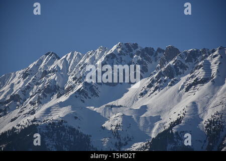 Innsbruck, Tirol, Nordtirol, Nordkette, Karawendel, Seegrube, Schnee, Eis, Winter, Frühling, Hafelekarspitze, Kleiner Solstein, Solstein, Jahreszeit, Stockfoto