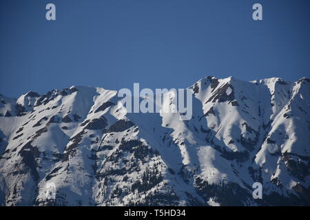 Innsbruck, Tirol, Nordtirol, Nordkette, Karawendel, Seegrube, Schnee, Eis, Winter, Frühling, Hafelekarspitze, Kleiner Solstein, Solstein, Jahreszeit, Stockfoto