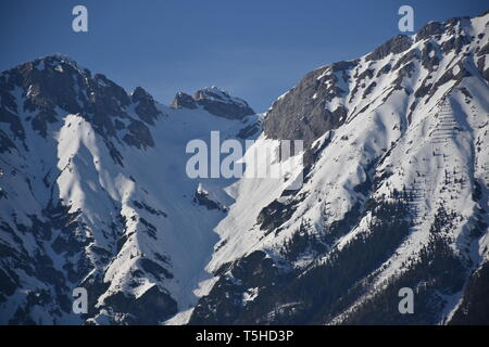 Innsbruck, Tirol, Nordtirol, Nordkette, Karawendel, Seegrube, Schnee, Eis, Winter, Frühling, Hafelekarspitze, Kleiner Solstein, Solstein, Jahreszeit, Stockfoto