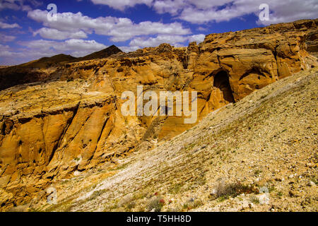 Blick auf Gebirge Abarim von tafilah Highway, Jordanien. Stockfoto