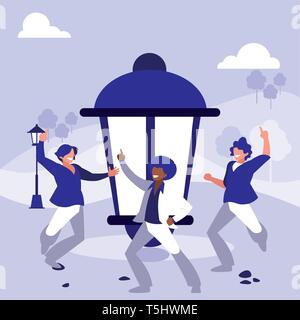 Interracial Tänzer Gruppe tanzen im Park Vector Illustration Design Stock Vektor